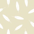 Beige Birds Feather - seamless pattern.