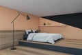 Beige and black master bedroom corner Royalty Free Stock Photo