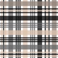 Beige, black and white tartan plaid Scottish pattern