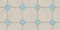 Beige Blue Seamless Classic Floor Tile Texture. Simple Kitchen, Toilet or Bathroom Mosaic Tiles Background. 3D rendering. 3D Royalty Free Stock Photo