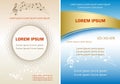 Beige and blue templates with music notes - A4 vector musical background