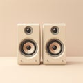 Beige Bookshelf Speakers - Soft Color Blending - Cinema4d Rendered