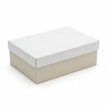 A beige box with a white lid sitting on a white background Royalty Free Stock Photo