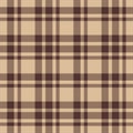 Beige brown check plaid seamless fabric texture Royalty Free Stock Photo