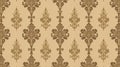 Beige and brown damask pattern wallpaper Royalty Free Stock Photo