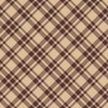 Beige brown diagonal check plaid seamless fabric texture Royalty Free Stock Photo