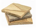 Beige Brown Gray Sandstone Tiles Stacked on White Background Royalty Free Stock Photo