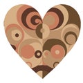 beige-brown heart with geometric patterns on a white background