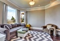 Beige and brown interior of family room