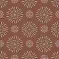 Beige brown seamless pattern salute firework burst of light, symmetrical square design vector illustration