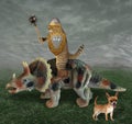 Cat with mace riding triceratops 2