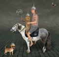 Cat warrior with man on horse 2 Royalty Free Stock Photo