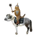 Cat with mace rides horse Royalty Free Stock Photo