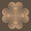 Beige Celtic heart knot - stylized symbol. Made of hearts.