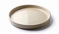 Beige Ceramic Tray Plate Isolated on White Background Clean Studio Shot Royalty Free Stock Photo