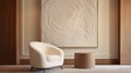 Sculptural White Chair With Ivory Texture Art In Porter Room