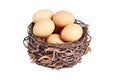 Beige chicken eggs in a basket