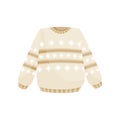 Beige Christmas sweater with norwegian ornament, knitted warm jumper vector Illustration on a white background