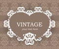 Beige classic frame. Vintage background. Elegant design element template with place for your text. Royalty Free Stock Photo