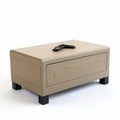 Beige Coffee Table With Remote Control - Hyperrealistic Art Deco Design