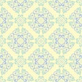 Beige colored floral seamless pattern. Background with light blue and green flower elements Royalty Free Stock Photo