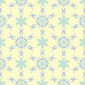 Beige colored floral seamless pattern. Background with light blue and green flower elements Royalty Free Stock Photo