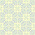 Beige colored floral seamless pattern. Background with light blue and green flower elements Royalty Free Stock Photo