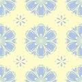 Beige colored floral seamless pattern. Background with light blue and green flower elements Royalty Free Stock Photo