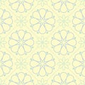 Beige colored floral seamless pattern. Background with light blue and green flower elements Royalty Free Stock Photo