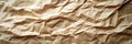 Beige Crumpled Paper Texture Background, Full Frame View Of Wrinkled Brown Paper Surface