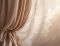 Beige curtains with soft folds and diffused light creating elegant ambiance Royalty Free Stock Photo