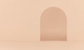 Beige 3d archway empty studio background minimal apartment entrance exit curved gate vector