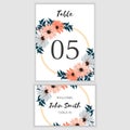 Beige daisy floral wedding table number card template