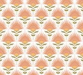 Beige damask floral hand drawn wallpaper. Pastel simple meadow flower seamless pattern. Vector botanical print Royalty Free Stock Photo