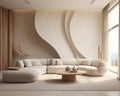 Beige decor apartment design minimal room interior sofa furniture living style home modern Royalty Free Stock Photo