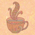 Beige decorative cup of tea.