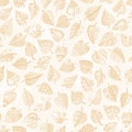 Beige decorative leaves texture. Watercolor and ink leaf seamless pattern