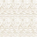 Beige detailed horizontal Seamless repeat pattern with random rough, twisted part of triangles or broken line shapes on white Royalty Free Stock Photo