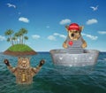 Dog lifeguard helps drowning cat Royalty Free Stock Photo