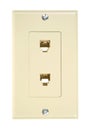 Beige dual outlet telephone plug