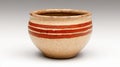 Beige Earthenware Bowl with Rust Colored Stripes Against a Soft Royalty Free Stock Photo