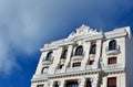 Beige exterior of classic renaissance building in Madrid, Spain