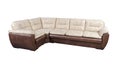 Beige and leather sofa isolated on white with clipping path