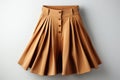 Beige Fabric Highwaisted Skirt On White Background. Generative AI Royalty Free Stock Photo