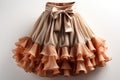Beige Fabric Tiered Skirt On White Background. Generative AI