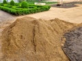 beige fine fraction of gravel is used for the construction of park