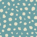 Beige floral silhouettes on grey teal background. Seamless pattern.