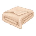 Beige Folded Plush Blanket on White Background Royalty Free Stock Photo
