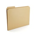 A beige folder standing upright against a white background with a slight shadow Royalty Free Stock Photo