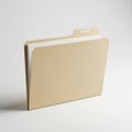 A beige folder with a tab on the top left corner, standing upright against a white background Royalty Free Stock Photo